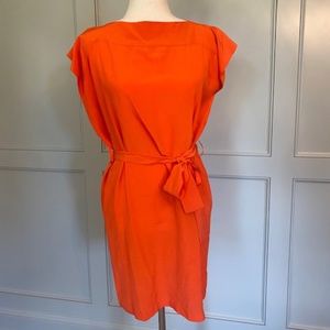 Alex and Alex Orange Silk Dress with Tie
